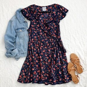 Anthropologie Hi There Karen Walker Cherry Wrap Dress Ruffle Size 12